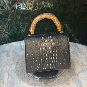 Elegant Black Textured Handbag